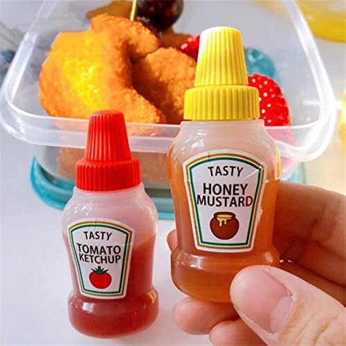 Veiren 6 peças Pedido de condimento vazio Squeeze garrafas mini jarra de ketchup de tomate com tampa de parafuso Salada de plástico