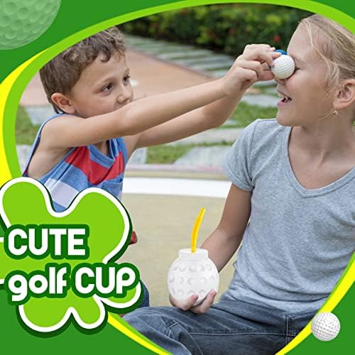 12 onças de bola de golfe com palhas e tampas de bola xícaras de bola decorações de festa de golfe copo de golfe reutilizável