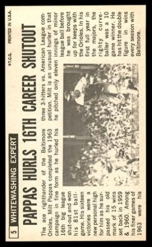 1964 Topps # 5 Milt Pappas Baltimore Orioles nm Orioles
