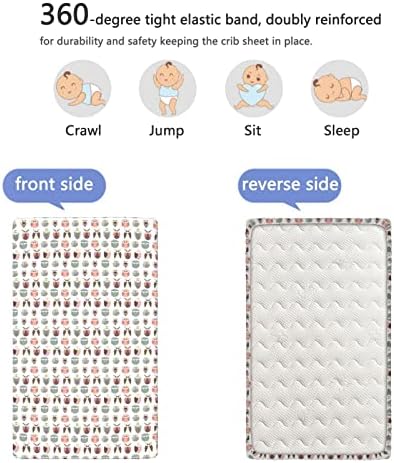 Mini-berço com tema de coruja lençóis de berço, lençóis de berço portáteis lençóis macios e respiráveis ​​lençóis de berço-bebê para menina ou menino, 24 x38, multicoloria