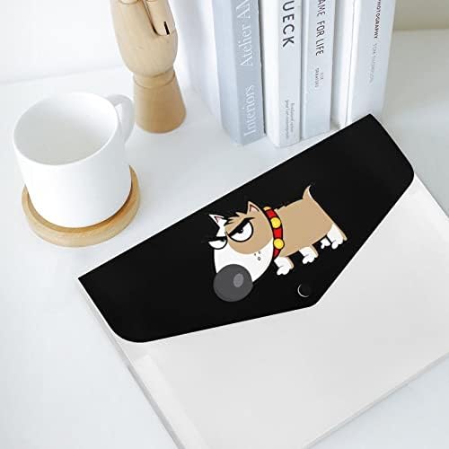 Pastas de arquivo de plástico de Bull Terrier engraçadas com 6 compartimento colorido de documentos de acordeão impresso Organizador de grande capacidade
