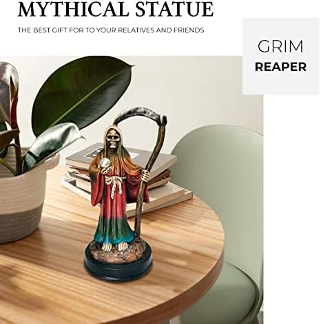 Estátua de Santa Muerte 5 polegadas, estátua de Grim Reaper em manto arco -íris, estatueta Reaper da morte sagrada