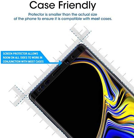 Protetor de tela AMFILM para Samsung Galaxy Note 9, Protetor de tela de cobertura de tela inteira, vidro temperado curvado 3D, matriz de pontos com bandeja fácil de instalação, 2 pacote