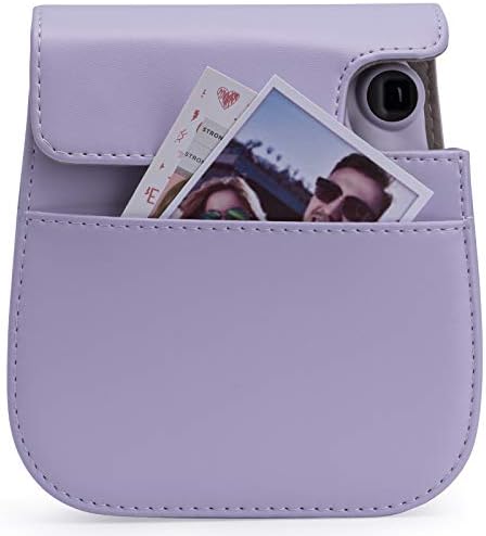 Frankmate Pu Leather Camera Case Compatível com Fujifilm Instax Mini 11 12 Câmera instantânea com cinta e bolso ajustáveis