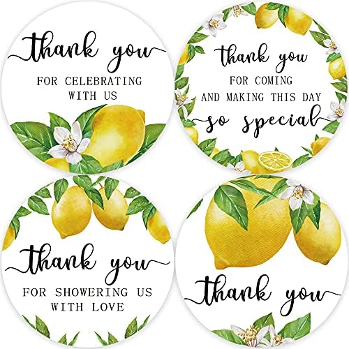 80 adesivos de chuveiro de noiva de limão, festa de aniversário de limão, obrigado adesivos, adesivos de festa com