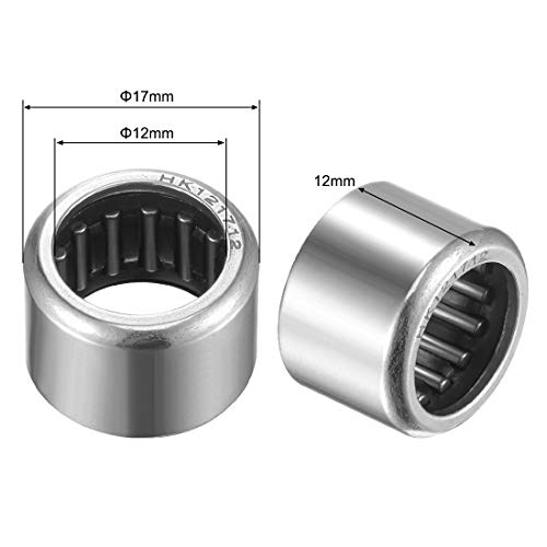 UXCELL HK121712 ROLAMENTOS DE AGELHA ROLOS DE AGELHA 12mm Bore de 17 mm OD 12mm Largura Cromo Aberto Aberto 2pcs