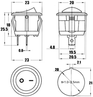 2PCs 220V ROUND SPDT ON-OFF SWITCH KCD1-105 BRANCO RELO RELO AC 250V/6A 125V/10A SWITCH TOGLE 2PIN