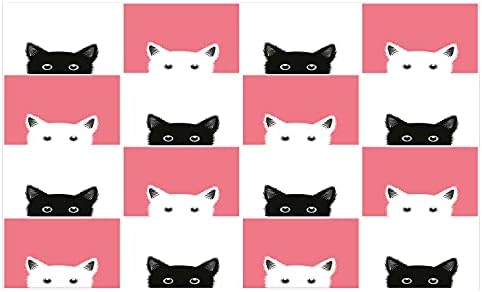 Cats lunaráveis ​​Ponto de dentes cerâmica, design da placa de xadrez com gatinhos felinos gatinhos animais animais de estimação mosaico retrô, bancada versátil decorativa para banheiro, 4,5 x 2,7, branco preto branco preto