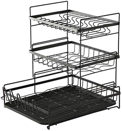 PDGJG Metal Dish Rack - Rack de talheres de mesa de cozinha rack de armazenamento, lavagem de armário e rack de drenagem de secagem