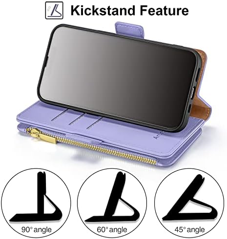 Antsturdy para iPhone 12 Pro 6.1 Caixa da carteira 【Bloqueio de RFID】 【Zipper Poket】 【7 Card Slot】 PU Flip Flip Folio Protetor