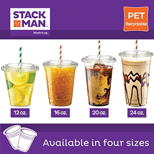Stack Man [1000 pacote - 20 onças] xícaras plásticas descartáveis ​​por animais de estimação - xícaras de festas - ótimo uso para café frio, shakes, smoothies, sucos, cerveja, chá gelado