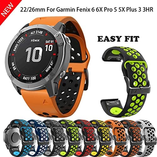 GHFHSG Sport Silicone Watch Band para Garmin Fenix ​​7x 7 6x 6 Pro 5x 5plus S60 935 RELUMENTO RÁPIDO 22 26mm Strap de pulso