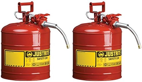 Justite 7250120 AccuFlow 5 galões, 11,75 od x 17,50 h galvanizado aço tipo II Segurança vermelha lata com esticamento flexível de 5/8