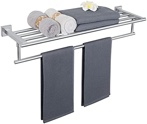 Rack de toalhas Alise, tocador de toalheiro com barra de toalha para banheiro banheiro, montagem de parede SU 304 Aço inoxidável