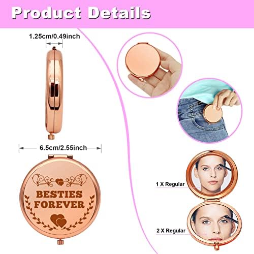 GFHZDMF PARA MULHERES BACA DE MAÇA GRESSA DE Amizade para meninas adolescentes BFF Pocket Makeup Mirror Sister Gift da irmã