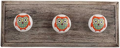Prateleira indiana 6 Pacote de parede do banheiro | Gancho de casaco laranja para parede | Cabide de parede de madeira | Owl
