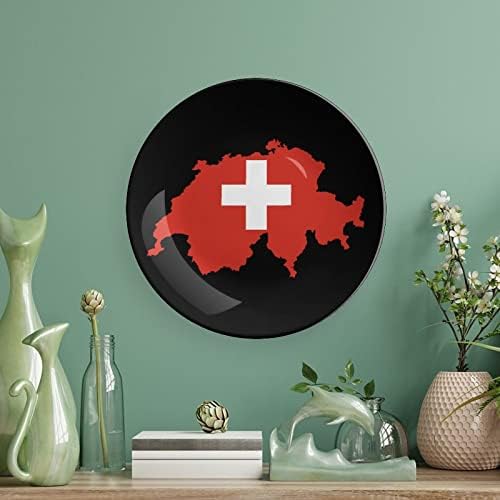 Mapa de bandeira de Switzerlandlandcustom Photo Bone China Decorativa Personalidade Cerâmica Crafts de Placa para homens Presentes com exibição Stand
