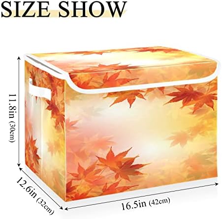 KRAFIG Folhas de outono Caixa de armazenamento dobrável laranja Cobrões de organizador de cubos grandes cestas de recipientes com