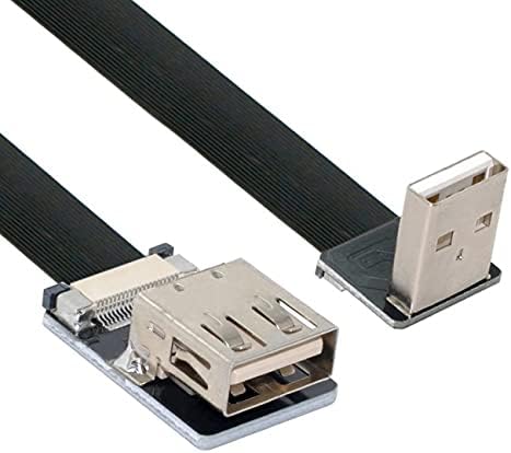 NFHK Down Angulado USB 2.0 Tipo A Male A para fêmea Dados de extensão feminina Cabo FPC Slim para FPV & Disk & Scanner & Printer 20cm