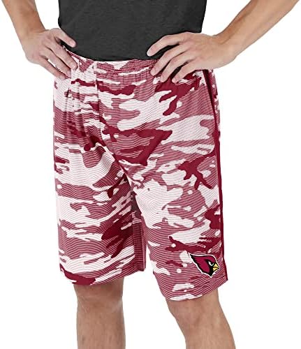 Shorts leves masculinos da Zubaz NFL com linhas de camuflagem e logotipo da equipe