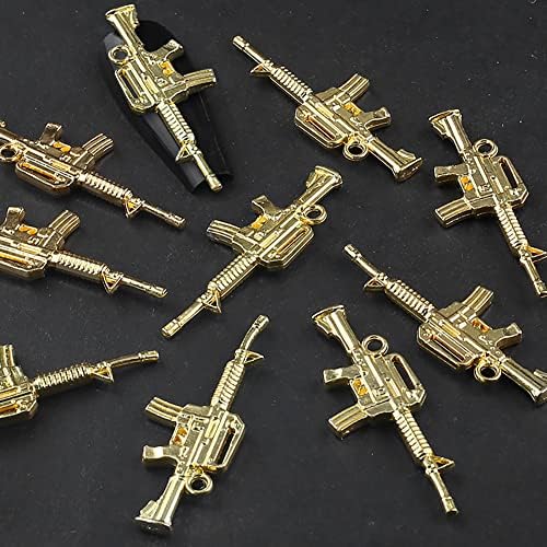 Dornail 10pcs Alloy Gun Charms de unhas de unhas 3D Charms de pistola para pregos metal pistola de unhas de unhas Arte