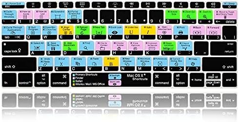 MMDW Inglês Silicone Mac OSX atalhos de teclado de hotkey capa de teclado para MacBook Pro 13 A1708 A1988 para MacBook 12 A1534 e A1931 EUA Layout Skin
