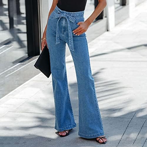 Miashui jean calça para mulheres plus size feminino feminino renda manchada de perna larga micro jeans de jeans elástica feminina
