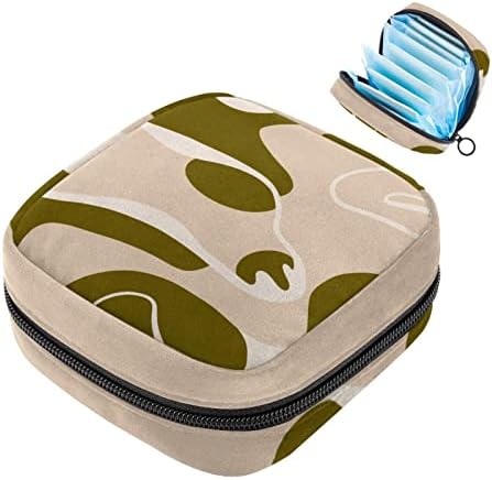 Bolsa de armazenamento de guardanapos sanitários de Oryuekan, bolsas de zíper menstrual reutilizável portátil, bolsa de armazenamento de tampões para mulheres meninas, linhas de arte abstrata modernas camuflagem