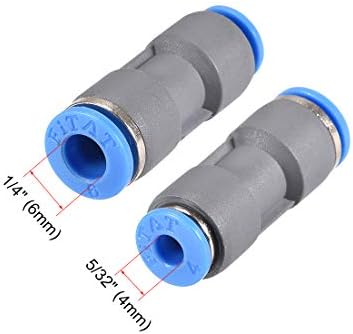 Uxcell Straight Push to Connector Reducer ajustado de 6 mm a 4 mm de liberação rápida do conector pneumático Tubo de