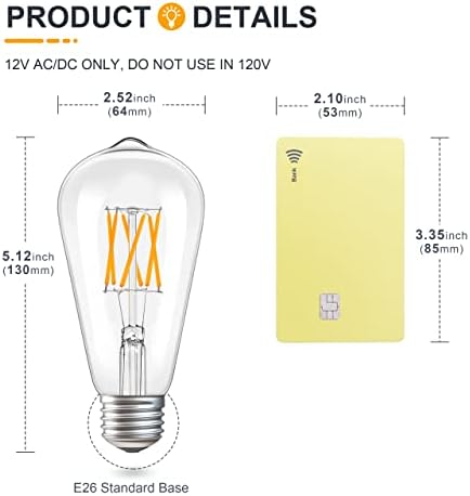 Tokcon 12 volts de lâmpadas LED de baixa tensão - lâmpadas tubulares e 2700k- 4w e26 de 12v e 6w E26 Edison 12V Bulbos