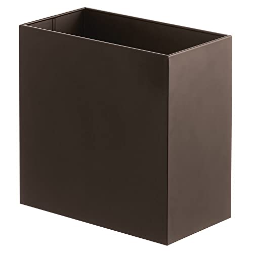 MDESIGN Pequeno aço retangular de 2,4 galões/lixo de 9,1 litros lata, desperdício de cesta para banheiro, quarto, escritório em casa - segura lixo, reciclagem, itens domésticos - Coleção Linn - Black Matte Black