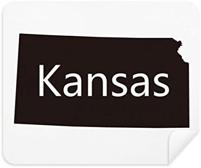 Kansas America USA Mapa de esboço de limpeza de tecidos de pano de pano 2pcs Camurça tecido