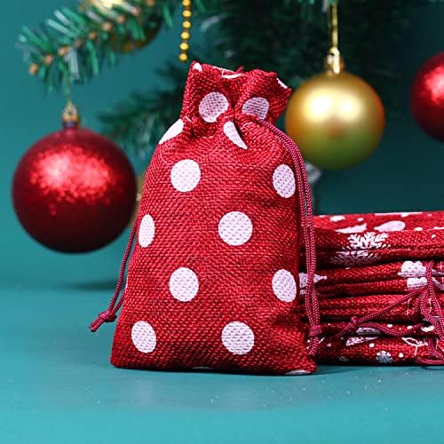 24 PCS Sacos de presente de estopa de Natal de Natal pequenas sacolas de bomba de Natal com grampos com grampos e barbante, material