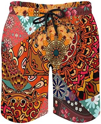 Festivo de retalhos de retalhos Mandala shorts masculinos casuais shorts de treino de cordão casual shorts de praia com bolsos