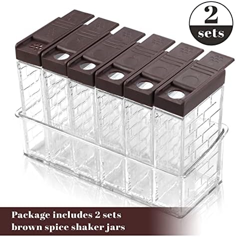 Gothabach 2 sets Jarros de shaker de especiarias marrons, 6 casos de tempero Shaker Box Condiment Set, tempero de contêineres de