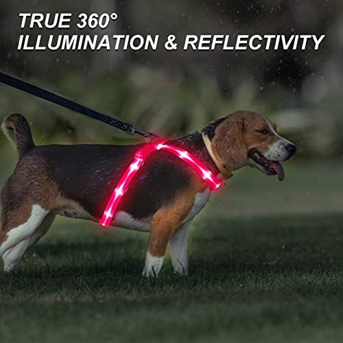 Pzrlit LED LIGHT UP DOG COTN RELESS Recarregável, acolchoado macio, ajustável e reflexivo Cão de cães iluminados à prova d'água,