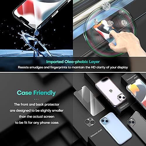 Hatoshi 3 Pacote Protetor de tela de vidro temperado para iPhone 13 com 3 protetor de lente de câmera de 3 pacote, Filme de tela