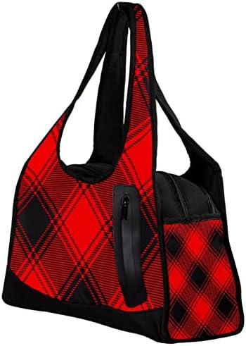 Buffalo Plaid Pattern Red Black Inclined Travel Duffel Bag Sports Gym Bag Weekend Tote Saco para homens para homens