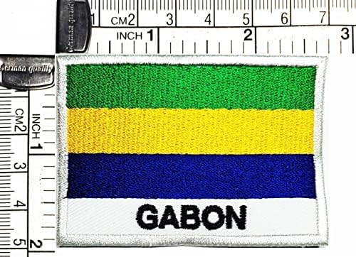Kleenplus 1,7x2,6 polegada. Bandeira de bandeira do gabão bandeira country bordada Applique emblema uniforme ferro tático militar em costura em manchas forma quadrada para roupa de reparo decorativo