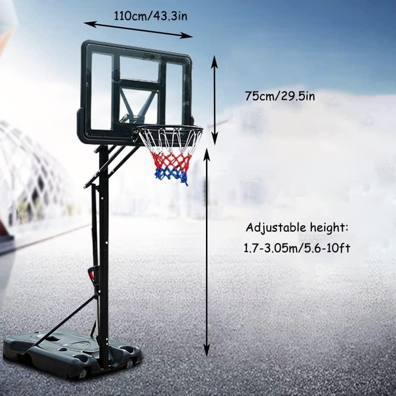 Mobile Basketball Hoop Stand para juventude adulta, altura ajustável, suporte de basquete portátil gratuito para