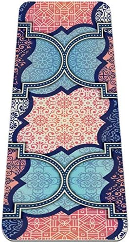 UNICEY Colorido abstrato colorido étnico Patternyoga tapete de ioga não deslizante para mulheres e meninas exercícios