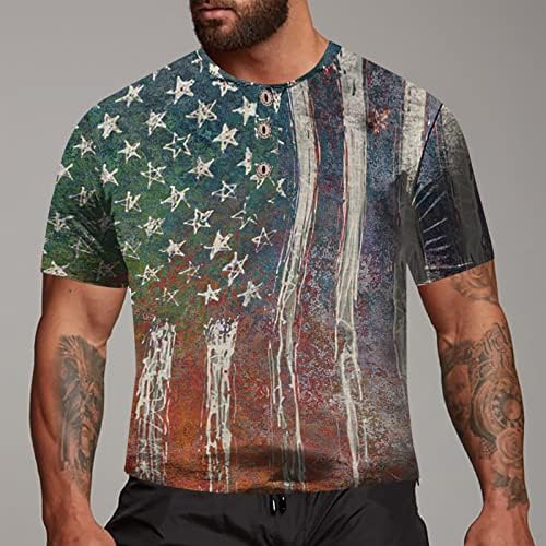 Camisetas vintage para homens bandeira americana de homens de manga curta de manga curta