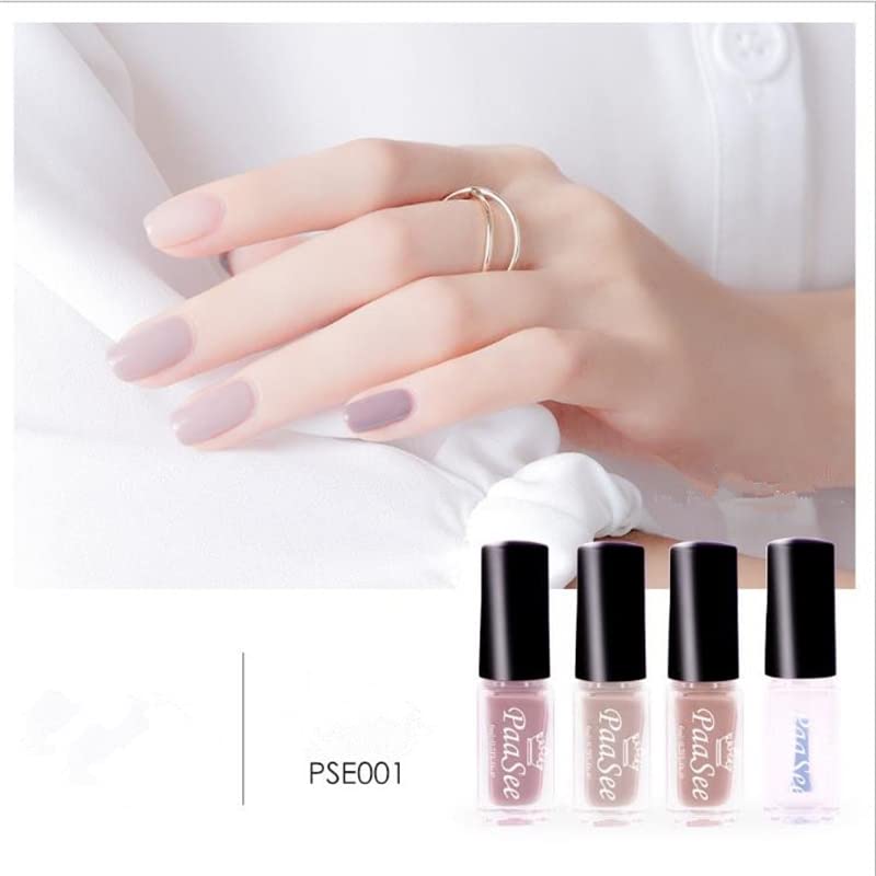 4pcs de seco rápido Protecção de esmalte de coloração nua coluna coluna Grupo Combine o padrão de unha -esmalte -