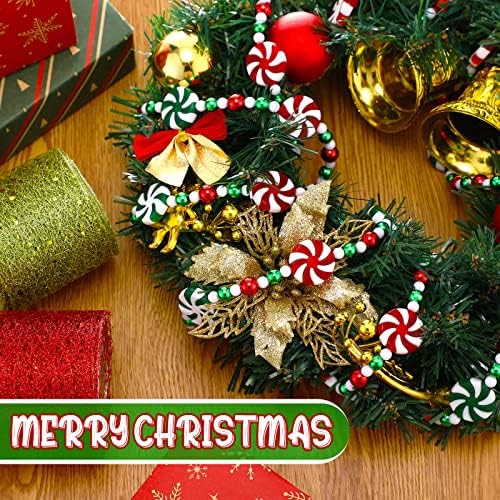 Garlandas de miçanga de árvore de Natal de hortelã -pimenta, pimenta pendurada na árvore de natal Garland pérolas de Natal Tree para a árvore de natal Arreira Wreath Ornamentos Decorações de festa de Natal