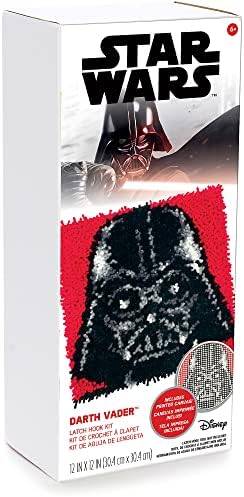 Dimensões Darth Vader Star Wars Latch Hook Kit com padrão, 12 x 12, multicolor 3 peças