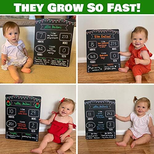 Baby mensal marco marcondo quadro de giz Stix | Com 2 marcadores de giz | Meninos ou meninas | 13,75 x 17,5 | Use marcadores