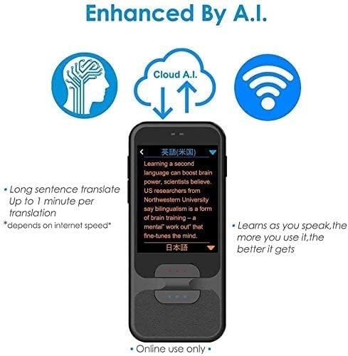 MXJCC Language Translator Dispositivo -Interpretador de voz bidirecional portátil -200 Traduções inteligentes da linguagem em tempo real