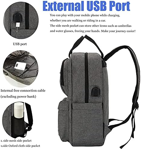 Mochila de laptop escolar para homens homens com carregador USB Professores de porto de bookbags Travel Work Computador de