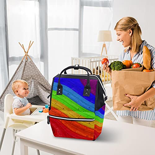Abstrato arco -íris fralda de madeira bolsas de bolsa de mochila de múmia de grande capacidade Bolsa de enfermagem de bolsa de enfermagem