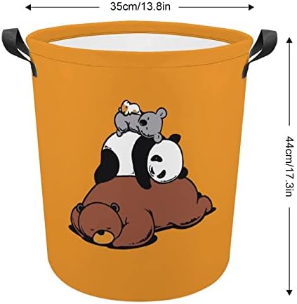 Urso Panda Koala cesta de lavanderia com alças redondas cestas de armazenamento de lavanderia dobrável para o banheiro